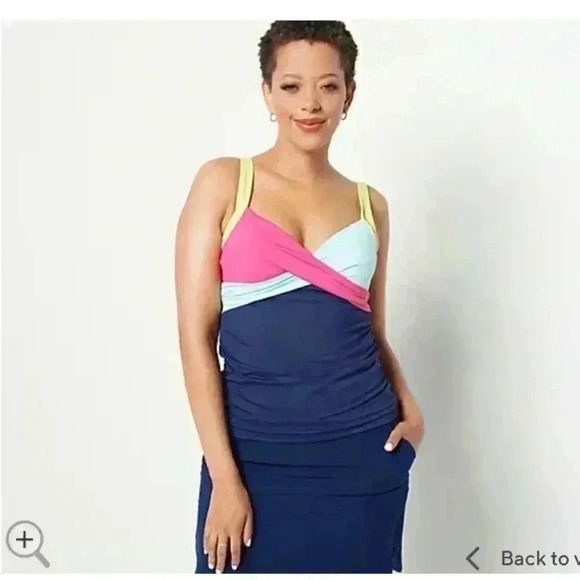 Land’s End V-Neck Wrap Underwire Tankini Bathing Suit Top Like New - Picture 4 of 6